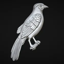 Bird on the branch Bas Relief 3D Model