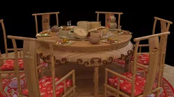 Chinese dim sum table 3D model
