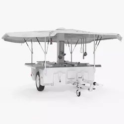 Field Kitchen Trailer with Utensils White 3D model