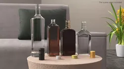 Glass Liquor Bottle Set with Metal Caps 3D model