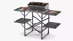 Multi-Level Outdoor Cooking Table with Grill and Tools 3D model