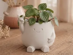 Rock Pot - Cute Smiley Face Planter - Free 3D Print Model