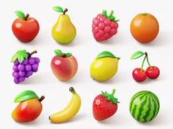 Set of Stylized Colorful Fruits 3D Model Pack