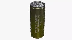 Slim soda energy drink beverage can 250 ml with water drops 3D model