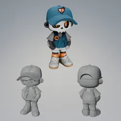 Urban Skeleton Kid – Streetwear Skull Boy STL 3D Print Model with Textured GLB