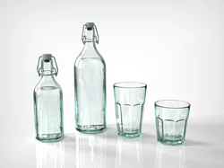 Vintage Glass Bottle and Classic Glass 3D model