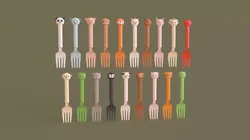 Cartoon Forks Plastic Pack 01 Low-poly 3D model