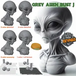Grey Alien Bust J  - PROMO CODE  33% OFF - Classic UFO Visitor | Multi-material AMS/STL Pack