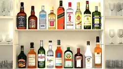 Liquor Bottles With Bar Unit Interior Low-poly 3D model