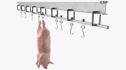 Meat Rail System with Hanging Pig Carcass 3D model
