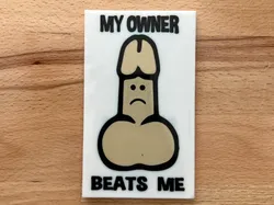 My Owner Beats Me Funny Fridge Magnet Sign  - Free 3D Print Model
