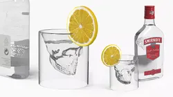 Smirnoff Vodka No21 with Shot and Lemon Slice 3D model