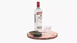 Smirnoff Vodka Serving Set with Caviar and Shots 3D model