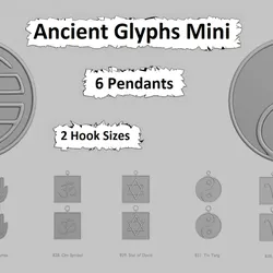 🔷 Ancient Glyphs Mini Pendant Pack – Original Blend STL Collection 🧿☯️♈