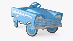 Blue Vintage Pedal Car Rigged for Cinema 4D 3D model