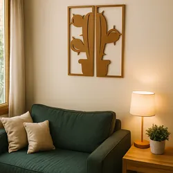 Cactus mural - diptych modern design