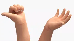 Caucasian Baby Hands Rigged for Cinema 4D 3D model