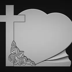 Cross and Heart Tombstone 3D Model