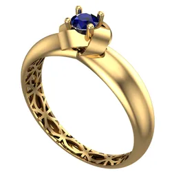 Geometric Patterned Gold Ring – Elegant Jewelry with Sapphire Stone-R5-15-