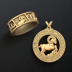 Horoscope Aries Ring Pendant v2 Collection