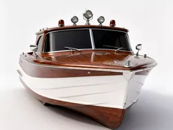 Realistic Stylized Pristine Vintage Wooden Speedboat 3D Model Low-poly 3D model