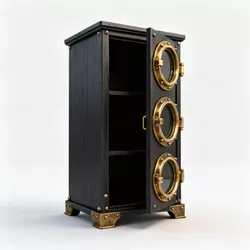 Realistic Stylized Steampunk Nautic Cabinet 3D Model Low-poly 3D model