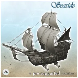 Sail boat Caravel (3) - Pirate Jungle Island Beach Piracy Caribbean Medieval terrain