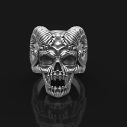 Skull ring with horns