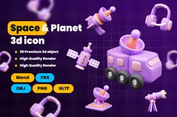 Space and Planet 3D UI Icon Pack 3D model