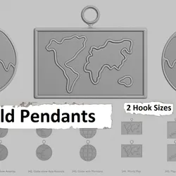 🌐 World Pendant Pack – Original Blend STL Collection 🧭🗺️