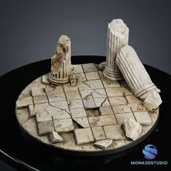 Ancient Ruins Base Set – Broken Floor & Roman Columns (25/32/40/50mm, Pre-supported for SLA)