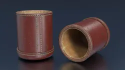 Dice Cup Leather Red Damaged 3D model
