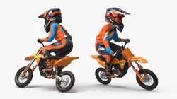Mini Motocross Bike Child Rider Standing Pose 3D model