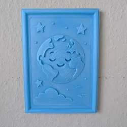 Smiling Earth - Loving space scene as a 3D relief