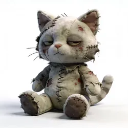 Stylized 3D Distressed Zombie Cat Plush Model Low-poly 3D model
