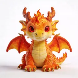 Stylized 3D Fiery Scale Dragon Plush Model Low-poly 3D model
