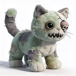 Stylized 3D Grotesque Zombie Cat Plush Model Low-poly 3D model