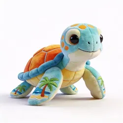 Stylized 3D Tropical Floral Turtle Plush Model Low-poly 3D model