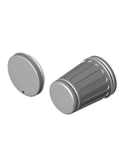 Trashcan Keychain with Threaded Lid
