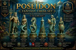 Poseidon Fantasy Chess Set 3D print model