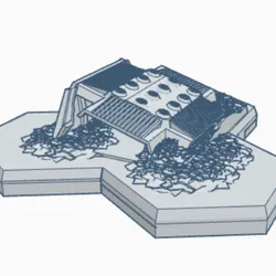 Destroyed Military Hangar Hex Map Scale HMSMilD009