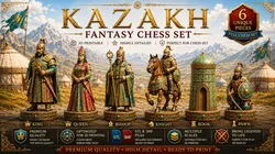 Kazakh Fantasy Chess Set 3D print model