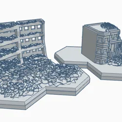 Modern Ruined Row House Set with Hex Base MRHB015