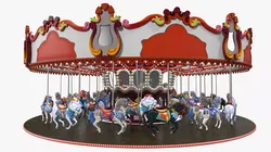 Park Carousel Horses Rigged 3D model