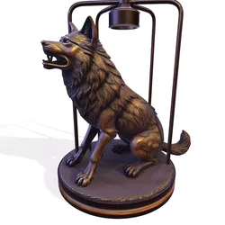 Wolf Sculpture Lamp  PBR Decorative Functional 3D Model 3D print model