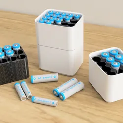 Minimal Stackable Battery Organizer for AA & AAA | Storage Container Holder