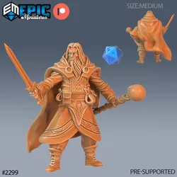Wizard Adventurer Sword / Human Sorcerer / Wise Male Magician / Fire Elemental Master