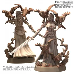 002 CELTIC Goddess of War Morrigan with Her Raven Crows