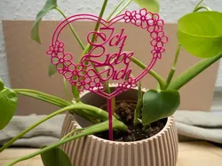 Heart Plant Stake + I Love You, Valentine - Free 3D Print Model