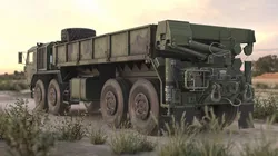 Military Camouflage Logistics Truck Flatbed Rigged for Maya 3D model